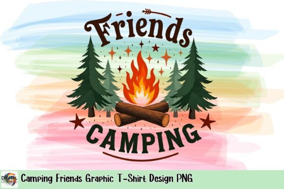 Camping Friends Graphic T-Shirt Design PNG: A Creative Asset