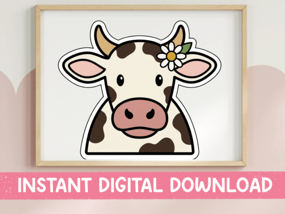 Cute Flower Cow Sticker Design: A Charming Asset for Creative Projects