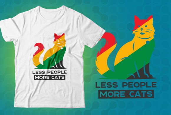 Less People More Cat's T-Shirt Design: A Feline-Inspired Visual Asset