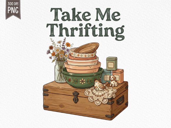 Take Me Thrifting Vintage PNG Design for Creative Projects