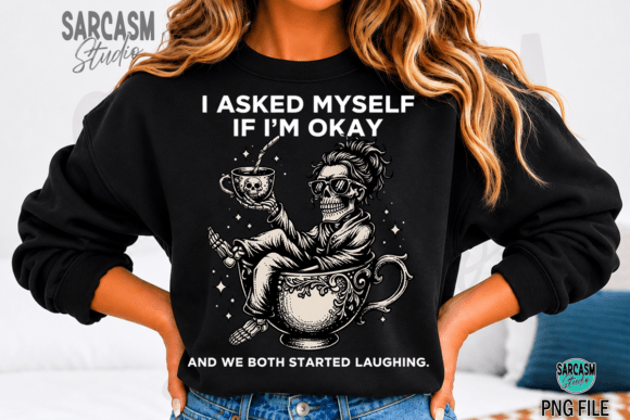 Tea & Chaos Funny Skeleton PNG: A Playful Design Asset